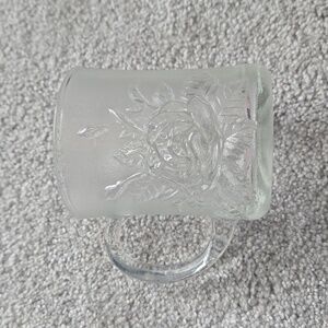 Livia Pasari Crystal Coffee Beverage Mug Clear Embossed Roses